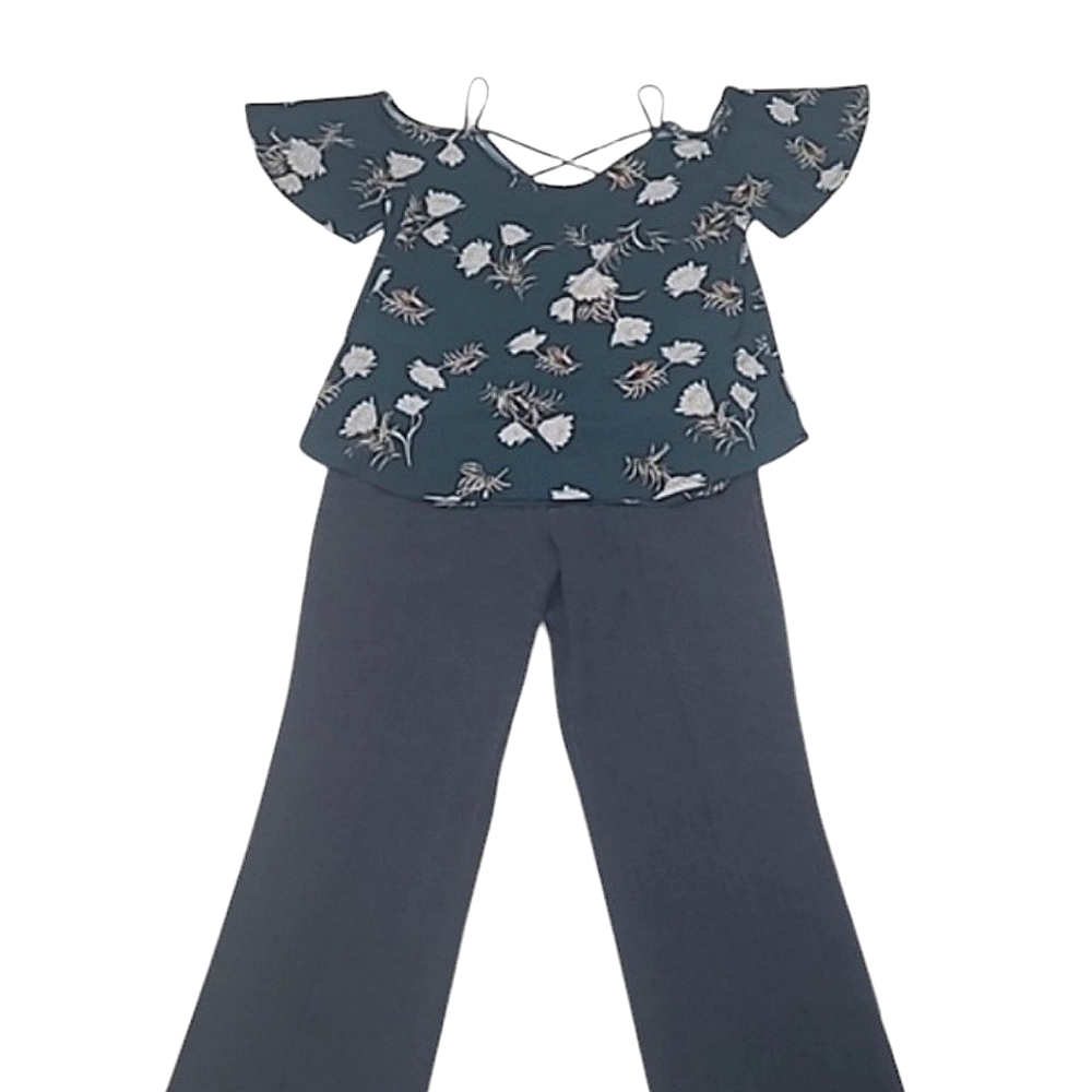 Kaileigh Off Shoulder Floral Blouse Double Sided Top Spaghetti Strap Flowy Shirt